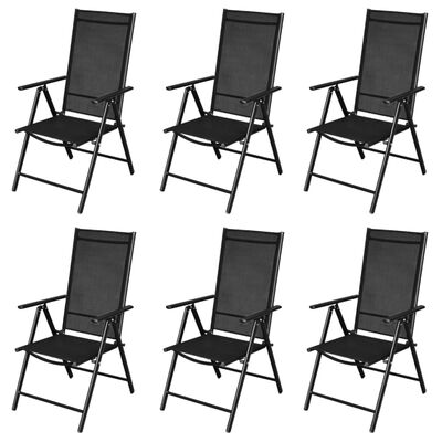 vidaXL Vrtne sklopive stolice 9 kom od aluminija crne