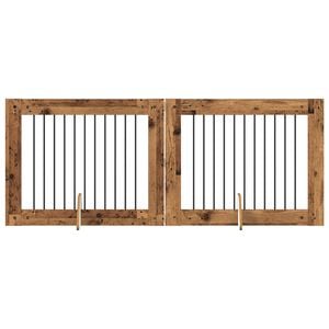 vidaXL Vrata za pse s postoljem 2 pcs Staro drvo 100 x 80 cm