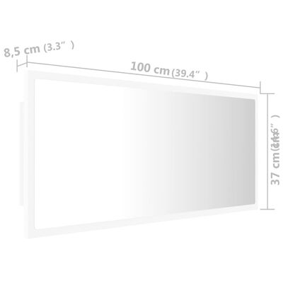 vidaXL LED kupaonsko ogledalo bijelo 100x8,5x37 cm akrilno