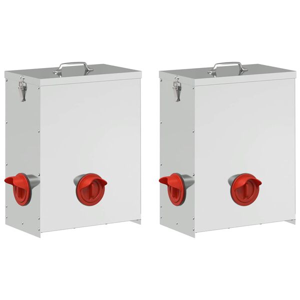 vidaXL Hranilica za piliće 2 pcs Srebrno 32,5 x 20,5 x 43 cm