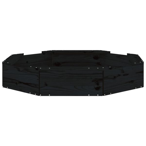 vidaXL Pje&scaron;čanik sa sjedalima crni osmerokutni od masivne borovine