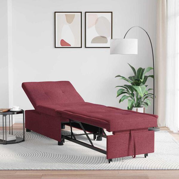 vidaXL Krevet-sofa na razvlačenje Vinska crvena 194 x 50 x 82 cm