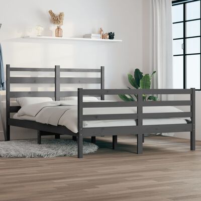 vidaXL Okvir za krevet od masivne borovine 160 x 200 cm sivi