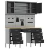 vidaXL Radni ormar s ladicama 8 pcs Crna Inženjerska drva i čelik