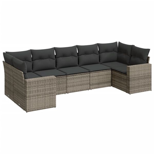 vidaXL 7-dijelni set vrtnih sofa sivi od poliratana