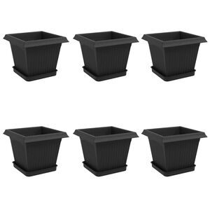 vidaXL Saksije za biljke 6 pcs Crna 20 x 20 x 16 cm Plastika