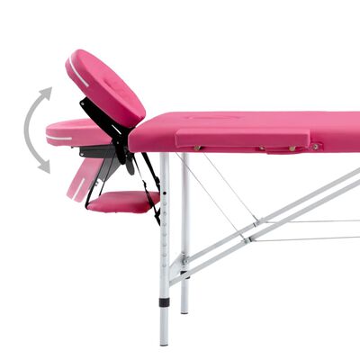 vidaXL Sklopivi stol za masažu s 4 zone aluminijski ružičasti