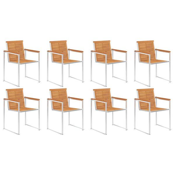 vidaXL Vrtne stolice 8 kom masivno bagremovo drvo i nehrđajući čelik