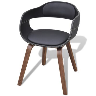 vidaXL Blagovaonske stolice od zaobljenog drva i umjetne kože 2 kom crne