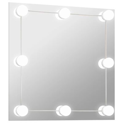vidaXL Zidno ogledalo s LED svjetlima četvrtasto stakleno