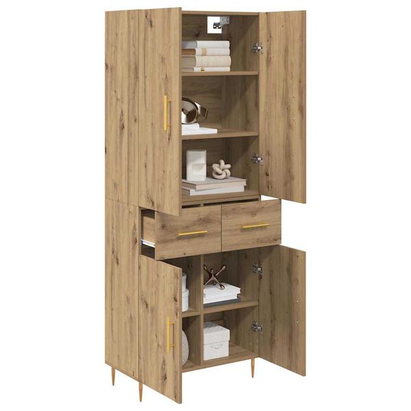 vidaXL Highboard Umjetnički hrast 69,5 x 34 x 180 cm Konstruirano drvo