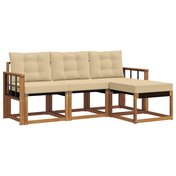 vidaXL Set vanjskih sofa s jastukom 4 pcs Prirodna i bež