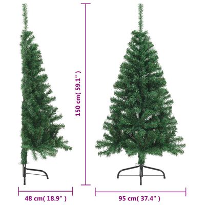 vidaXL Umjetna polovica božićnog drvca sa stalkom zelena 150 cm PVC