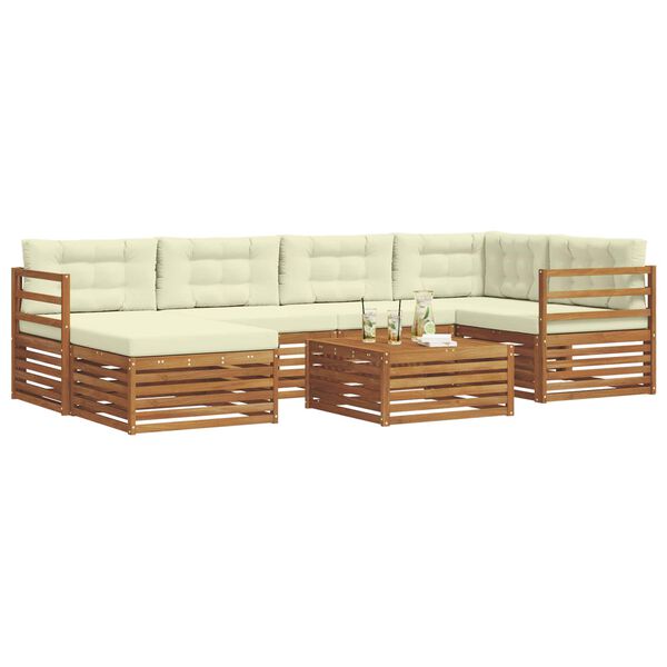 vidaXL Set vanjskih sofa s jastukom 7 pcs Prirodna i krem