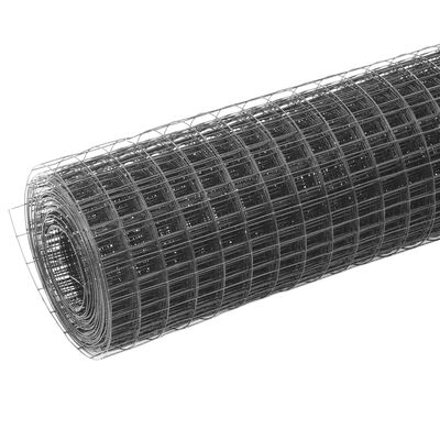 vidaXL Žičana mreža od čelika s PVC oblogom za kokoši 25 x 1 m siva
