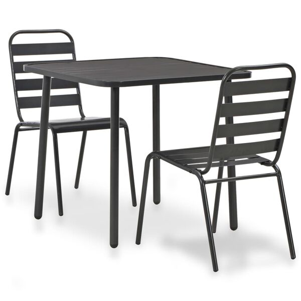 vidaXL 3-dijelni bistro set čelični tamno sivi