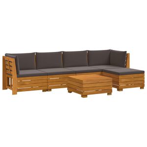 vidaXL 6 kom. Set vanjskih sofa Čvrsto drvo akacije Smeđa