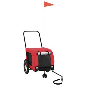 vidaXL Prikolica za bicikl za ljubimce crveno-crna tkanina i željezo