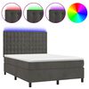 vidaXL Krevet box spring s madracem LED tamnosivi 140x190 cm bar&scaron;un