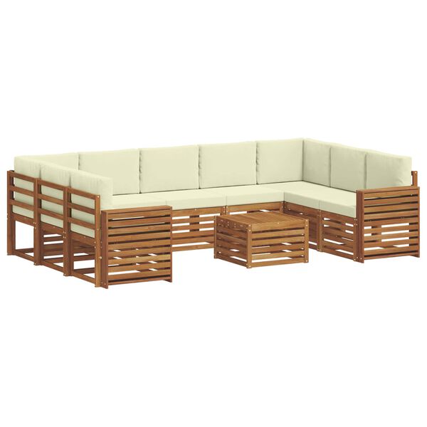 vidaXL Setovi sofa 10 pcs Prirodna i krem Čvrsto drvo akacije