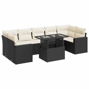 vidaXL 8-dijelni set vrtnih sofa od poliratana s jastucima crni