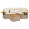 vidaXL 5-dijelni vrtni set sofa s jastucima bež od poliratana
