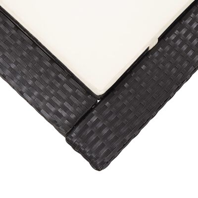 vidaXL Ležaj za sunčanje s jastukom crni od poliratana