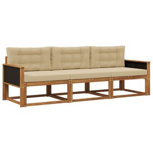 vidaXL Set vanjskih sofa s jastukom 3 pcs Prirodna i bež