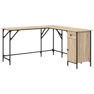 vidaXL Radni stol boja hrasta sonome 141x141x75 cm konstruirano drvo
