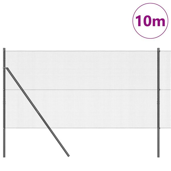 vidaXL Stup za ogradu Siva 10 x 1,4 m (12 x 12 mm mreža) Čelik i PVC