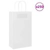 vidaXL Papirnate vrećice 250 kom s ručkama bijele 21x11x36 cm