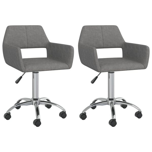 vidaXL Okretne blagovaonske stolice od tkanine 2 kom svjetlosive