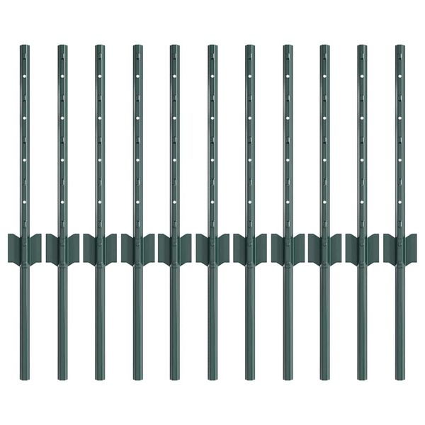 vidaXL Stup za ogradu 11 pcs Zelena 80 cm Čelik