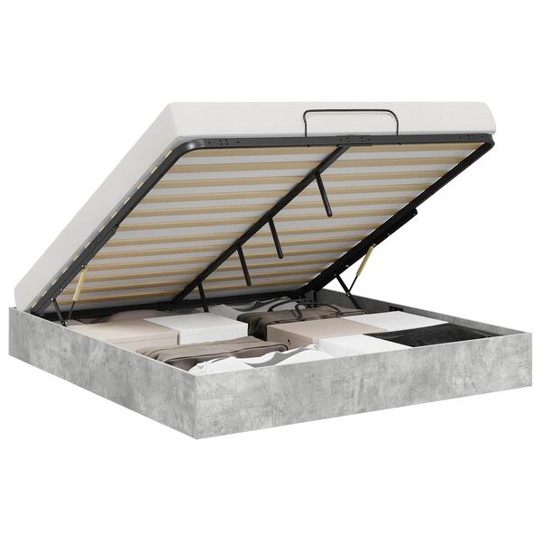 vidaXL Otomanski krevet Betonsko Siva 160 x 200 cm Konstrukcijsko drvo