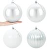 vidaXL Set božićnih kuglica XXL 4 kom. Bijela Promjer 20 cm Plastika