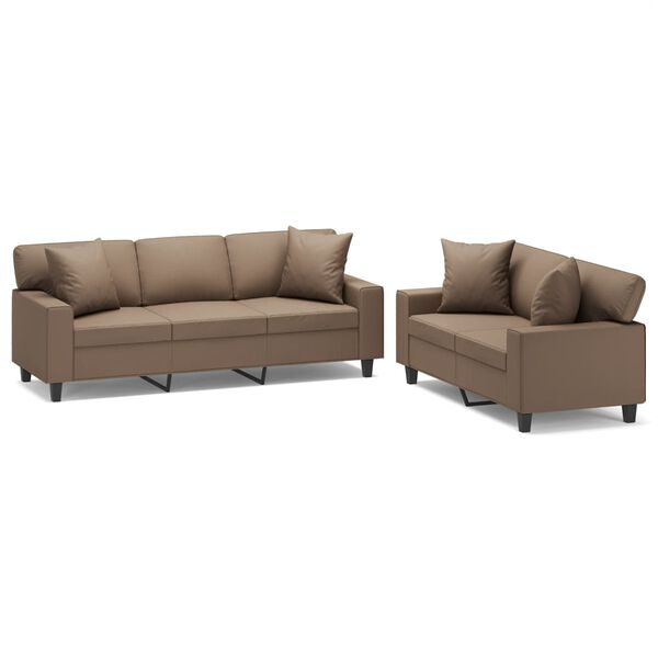 vidaXL 2-dijelni set sofa s jastucima boja cappuccina od umjetne kože