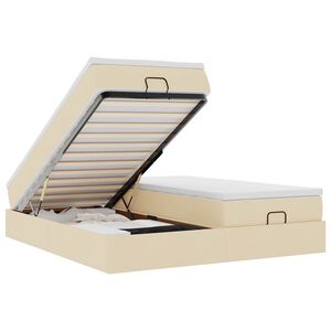 vidaXL Otomanski okvir kreveta s madracima krem 200x200cm od tkanine