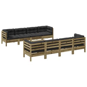 vidaXL 9-dijelni set vrtnih sofa s jastucima od impregnirane borovine