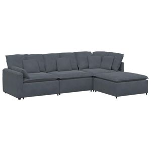 vidaXL Modularna sofa s podnožjem i jastucima, bar&scaron;unasta tamno siva
