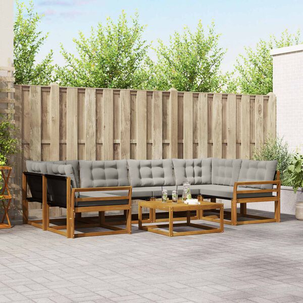 vidaXL Set vanjskih sofa s jastukom 7 pcs Prirodna i svijetlo siva