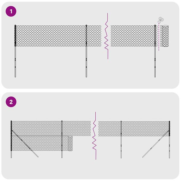 vidaXL Žičana ograda sa &scaron;iljastim držačima antracit 2,2 x 25 m