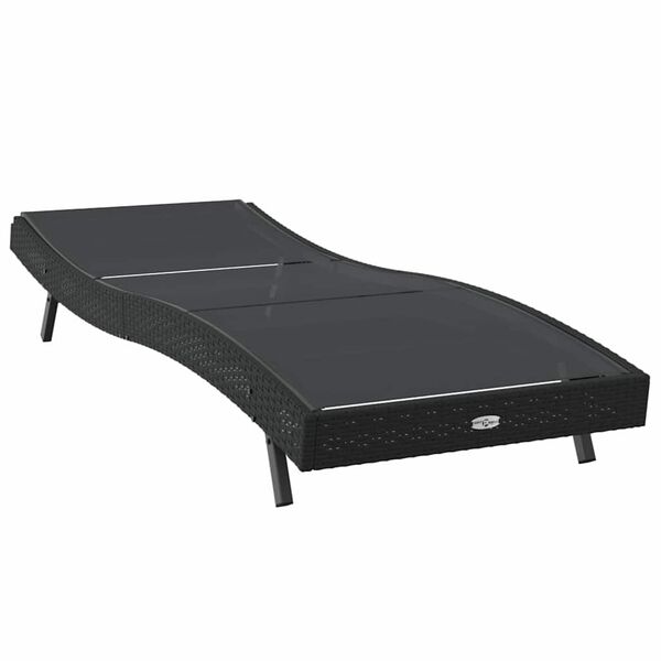 vidaXL Ležaljka 1-osoba Crna 70 x 197 x 82 cm Poli ratan i metal