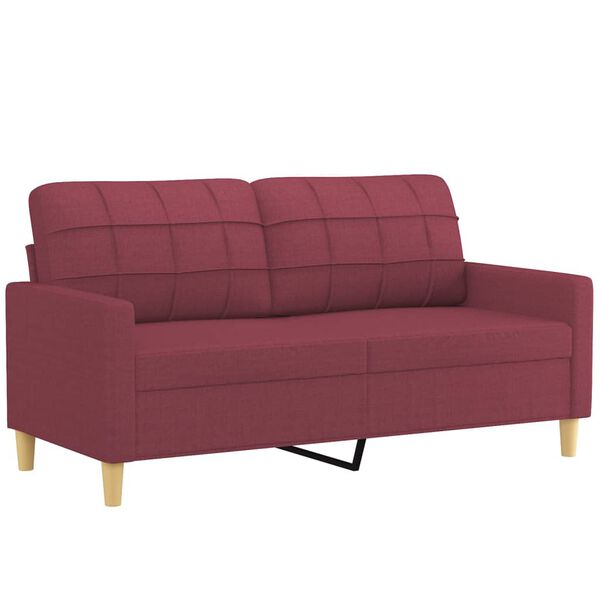 vidaXL 3-dijelni set sofa s jastucima crvena boja vina od tkanine