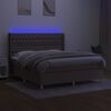 vidaXL Krevet box spring s madracem LED smeđesivi 160x200 cm tkanina