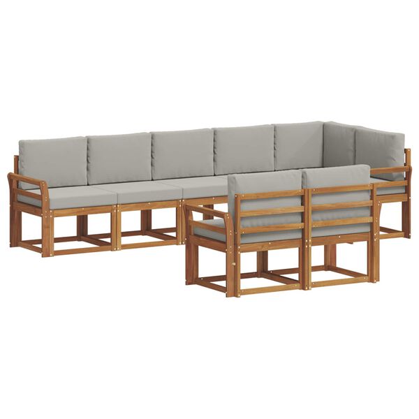 vidaXL Set vanjskih sofa s jastukom 8 pcs Prirodna i svijetlo siva
