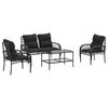 vidaXL 4-dijelni set vrtnih sofa od poliratana s jastucima crni