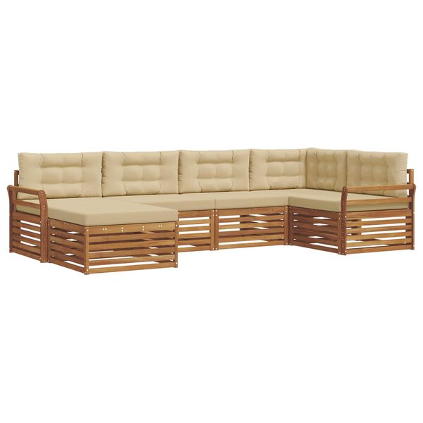 vidaXL Set vanjskih sofa s jastukom 6 pcs Prirodna i bež