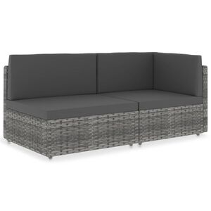 vidaXL Modularni dvosjed od poliratana sivi