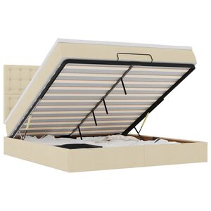 vidaXL Otomanski krevet s madracem i LED krem 160x200cm tkanine