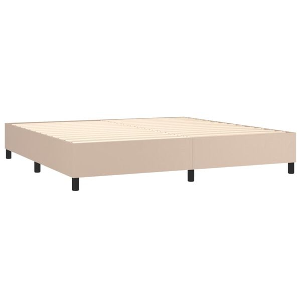 vidaXL Krevet box spring s madracem cappuccino 200x200cm umjetna koža